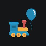 Train and balloon toy flat icon N2