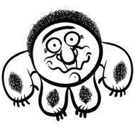 Funny cartoon monster black and white lines vector illustration