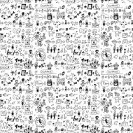 Family seamless pattern child and pets monochrome