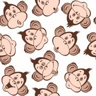 Seamless pattern with cute faces of monkeys Kids background