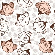 Seamless pattern with cute faces of monkeys Kids background N2