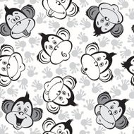 Seamless pattern with cute faces of monkeys