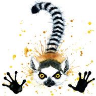 Funny lemur watercolor N2