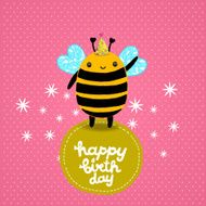 Happy Birthday card background with a bee