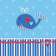 Baby shower with cute whale N3