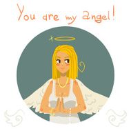You are my angel girl cartoon greeting card
