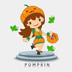 Pumpkin girl costume with candy