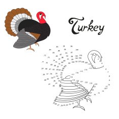 Educational game connect dots to draw turkey bird N2