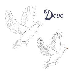 Educational game connect dots to draw dove bird N2