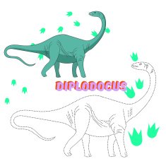 Educational game connect the dots to draw dinosaur