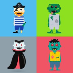 Monster cartoon characters isolated silhouette N2