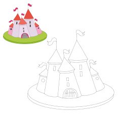 Educational game connect the dots to draw cartoon