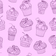 vector cupcake seamless pattern