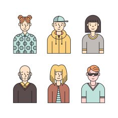 People multicolored icons vector set (men and women) Part one