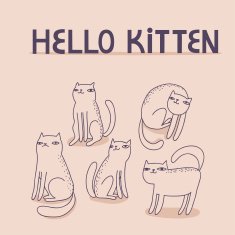 Vector card with funny cats and text "hello kitten"