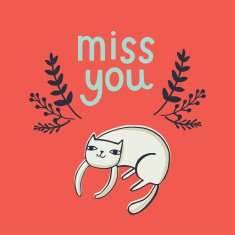 Vector card with funny cats and text "miss you"