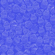 Christmas and New Year cupcakes holiday vector seamless pattern