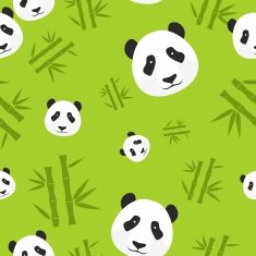 Panda and bamboo seamless pattern Vector
