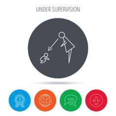 Under nanny supervision icon Babysitting sign N2