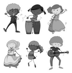 Children playing musical instrument
