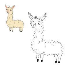 Connect the dots game lama vector illustration