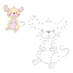 Connect the dots game mouse vector illustration
