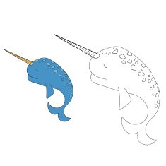 Connect the dots game narwhal vector illustration