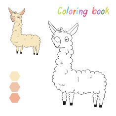 Coloring book lama kids layout for game vector