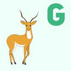 Alphabet letter G gazelle children vector