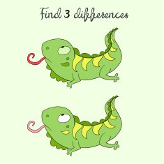 Find differences kids layout for game iguana