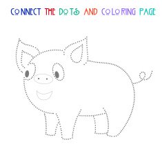 Connect the dots game pig vector illustration