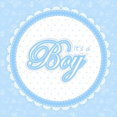 Baby shower card for a boy in round frame