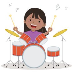 Little girl playing drum