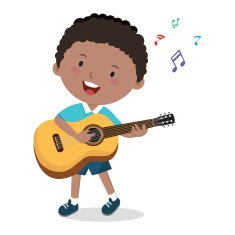Little boy playing guitar
