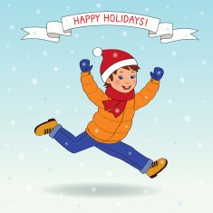 Boy running Christmas card