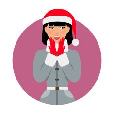 Surprised woman in Santa hat