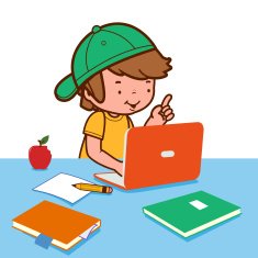 Boy doing homework on the computer