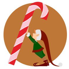 Christmas Elf and a big candy