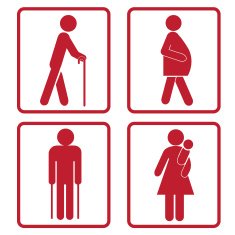 Priority seats sign red