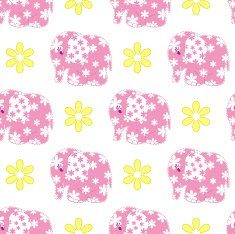 Seamless pattern with colored elephants