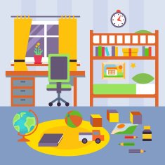 Kid Bedroom Vector Illustration