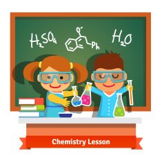 Kids having fun at chemistry lesson