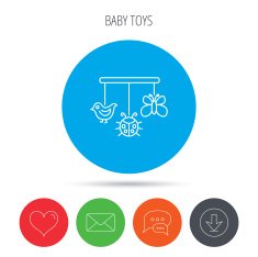 Baby toys icon Butterfly ladybug and bird sign