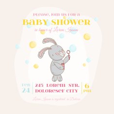 Baby Shower Card - with Bunny and Bubbles