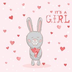 Baby Shower or Arrival Card - with Bunny N3
