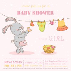 Baby Shower or Arrival Card - with Mommy Bunny