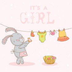 Baby Shower or Arrival Card - with Mommy Bunny N2