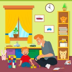 Dad playing with his son