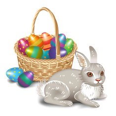 Easter bunny with basket Vector illustration
