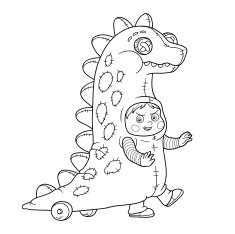 Coloring book Halloween characters (dinosaur costume)